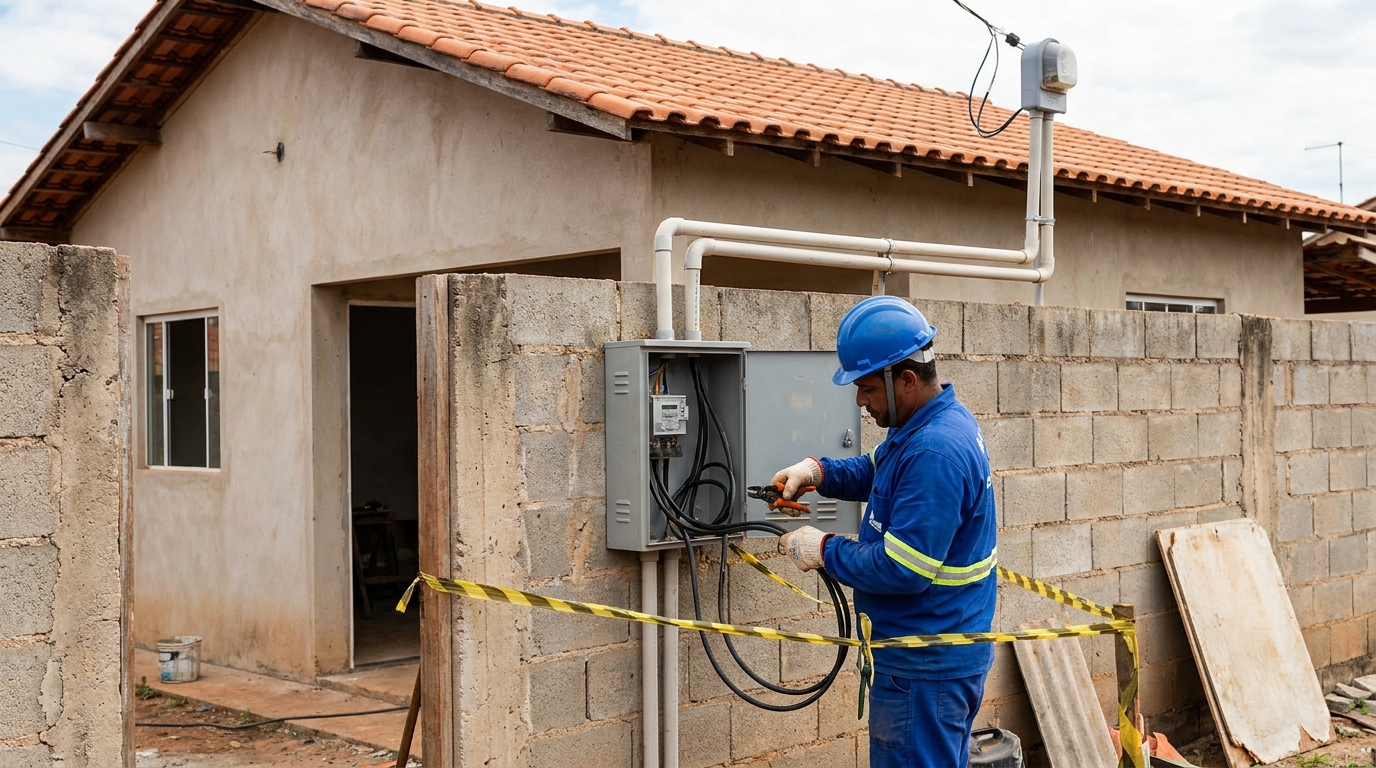 Eletricista instalando padrao de energia em Botucatu‑SP